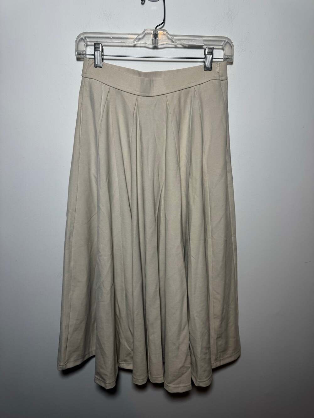 OGL Move Beige Pleated Midi Skirt Casual Pull On A Line Skirt Women Size S